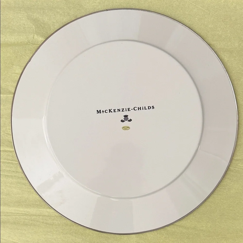 Mackenzie Childs Buttercup Yellow Polka Dot Charger Plate Platter 16in RARE - Picture 3 of 8
